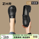 ZHR頭層牛皮樂(lè )福鞋女學(xué)院風(fēng)粗跟單鞋女舒適百搭厚底皮鞋女KL01黑色38