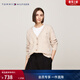 Tommy Hilfiger秋冬女裝絞花休閑慵懶風(fēng)寬松V領(lǐng)羊毛衫麻花針織衫開(kāi)衫外套 米白色0F8 S
