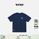EVISU福神男女同款流行休閑時(shí)尚運動(dòng)商標短袖T恤 藏青色 S 【寬松效果需拍大1-2個(gè)尺碼】