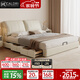 卡得利大象耳朵床現代簡(jiǎn)約真皮床主臥大床雙人床高箱儲物皮藝床 鋼木排骨架:得勝系列床+黃麻床墊 氣壓結構1500mm*2000mm