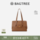 BAGTREE【明星同款】包包樹(shù)海豚包輕奢植鞣皮托特包大容量通勤女士電腦包 中號-烤棕色 能裝A4資料 高級小眾