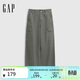 蓋璞（GAP）女裝秋季款多口袋斜紋寬松經(jīng)典闊腿工裝褲巴恩風(fēng)長(cháng)褲792853
