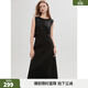 ELLE黑色釘鉆高級感連衣裙女2025夏季新款無(wú)袖圓領(lǐng)氣質(zhì)優(yōu)雅背心裙 黑色 S