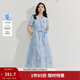 茵曼（INMAN）度假風(fēng)刺繡連衣裙2025夏季女裝新品設計感純棉收腰寬松裙子 天空藍 L