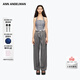 ANN ANDELMAN【明星同款】官方直營(yíng)直筒松緊腰拼接條紋休閑褲 灰色 M
