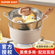 蘇泊爾（SUPOR）奶鍋小寶寶輔食鍋嬰兒麥飯石色鈦不粘鍋家用泡面鍋熱奶煮面鍋湯鍋 【輔食鍋+蒸屜】 20cm