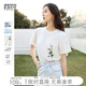 對白（DUIBAI）【涼感T】花朵印花短袖t恤女2026夏新款高級寬松休閑白色上衣 芡實(shí)白 L