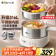小熊（Bear）電煮鍋 小電鍋 電火鍋 電熱鍋蒸煮一體分體式微電腦多功能鍋2-3人家用316L不銹鋼配蒸籠2.5L F25P1