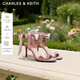 CHARLES&KEITH一字帶緞面蝴蝶結綁帶高跟涼鞋子女鞋生日禮物CK1-61720177 粉紅色Pink 37