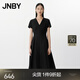 JNBY/江南布衣25夏新品連衣裙修身立體設計感簡(jiǎn)約短袖V領(lǐng)5P4G13030 001/本黑 XL