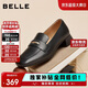 百麗通勤海鷗樂(lè )福鞋小皮鞋女增高真皮方頭氣質(zhì)單鞋B2593AQ5 黑色 37