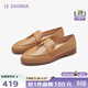 萊爾斯丹春季新款復古英倫金屬吊飾深口鞋女低跟真皮單鞋小皮鞋20703 棕啡色 CMK 36