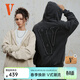 VLONE大logo系列 背面貼布字母刺繡連帽開(kāi)衫拉鏈衛衣 男女同款 VLZH25001黑色 L