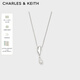 CHARLES&KEITH月光謐語(yǔ)簡(jiǎn)約仿珍珠掛墜項鏈生日禮物送女友CK5-22120406 Silver銀色 47.5cm 1個(gè)