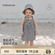 babylove【清倉】女寶寶連衣裙夏季薄款吊帶裙嬰幼兒法式公主裙洋氣格子裙 維希風(fēng)尚 80