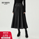 深呼吸DEEP BREATH女裝松緊腰肌理百褶大擺半身傘裙A200281 黑 L (4)
