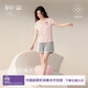 靜韻【涼感型】草莓熊可愛(ài)睡衣女款夏季肌理棉家居服短袖甜美套裝