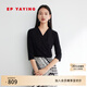 EP雅瑩[瘦瘦衫]V領(lǐng)修身顯瘦黑色內搭打底衫上衣女商場(chǎng)同款5599N 七分袖 L