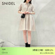 SNIDEL秋冬簡(jiǎn)約純色短袖翻領(lǐng)收腰針織連衣裙SWNO234128 米色 均碼 （F）