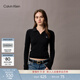Calvin KleinJeans春秋女士?jì)?yōu)雅休閑通勤ck修身短款海鷗領(lǐng)POLO打底衫針織衫
