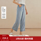茵曼（INMAN）天絲|復古高腰寬松水洗直筒褲2026夏季女裝新款休閑垂感闊腿長(cháng)褲  淺牛仔藍 29