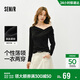 森馬（Semir）長(cháng)袖T恤女春季短款不對稱(chēng)蕩領(lǐng)斜肩露肩緊身2026上衣109126101001