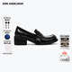 ANN ANDELMAN【任多榮同款】樂(lè )福鞋女粗跟厚底增高小皮鞋休閑單鞋 黑色 （建議拍大一碼） 37