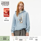 Teenie Weenie小熊秋冬裝學(xué)院風(fēng)藍色T恤索羅娜加絨連帽衛衣套頭衫 淺藍色 S (160)