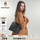 暇步士（Hush Puppies）女包單肩包真皮水桶包休閑簡(jiǎn)約純色百搭大容量單肩包生日禮物 黑色HA-137274175