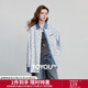 初語(yǔ)牛仔冷轉移拼接開(kāi)衫女2025秋季新款條紋蝴蝶結印花上衣襯衫 藍白條 M