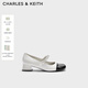 CHARLES&KEITH優(yōu)雅拼色粗跟瑪麗珍鞋子女鞋生日禮物女CK1-60580265 White白色 37