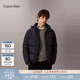 Calvin KleinJeans秋冬男士潮流休閑通勤ck印花輕暖絎縫鴨絨連帽羽絨服外套