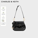 CHARLES&KEITH翻蓋式單肩腋下包包掛小豬包生日禮物CK2-20671821 Black黑色 S