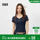 森馬（Semir）短袖T恤女夏季短款V領(lǐng)半開(kāi)襟套頭衫緊身正肩2026上衣109326100046