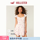 HOLLISTER25夏季甜美一字肩露肩小飛袖連衣裙裙褲女裝359-5241 白色碎花 XS (160/84A)標準版