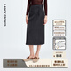 朗姿【精英衣櫥】直筒復古風(fēng)黑色西裝半身裙高級感通勤半裙秋季新款 中灰色2 L