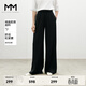 麥檬MM商場(chǎng)同款24夏新品顯瘦寬松黑色垂墜感闊腿休閑褲5F4150651 黑色 M
