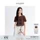 玖姿·安娜蔻休閑通勤風(fēng)亮片刺繡圓領(lǐng)套頭H型T恤女2026夏季新款 咖啡 2XL 建議體重135-150斤