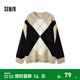 森馬（Semir）森柔|毛衣女冬菱形格撞色落肩圓領(lǐng)寬松套頭衫慵懶學(xué)院風(fēng)毛衫 卡黑色調00359 L
