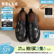 百麗（Belle）時(shí)光畫(huà)報孟克樂(lè )福鞋女26春新款商場(chǎng)英倫風(fēng)牛皮小皮鞋F6R1DAM6預售 黑色 37