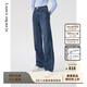 朗姿【精英衣櫥】棉質(zhì)復古直筒闊腿高腰顯瘦時(shí)尚長(cháng)款女新款牛仔褲 暮色藏藍色 L