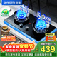 創(chuàng  )維（Skyworth）燃氣灶煤氣灶雙灶家用5.2kW九孔聚能猛火鴛鴦灶具臺式/嵌入式鋼化玻璃灶臺Z209B天