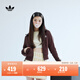 adidas adicolor復古穿搭三條紋修身針織外套女阿迪達斯三葉草   暗灰棕   S