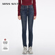 MISS SIXTY2025冬季新款含羊絨牛仔褲女雙扣腰顯瘦修身小腳鉛筆褲 中深藍 29