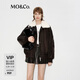 MO&Co.2024冬新品可拆卸毛領(lǐng)雙開(kāi)拉鏈短款飛行夾克外套