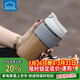 樂(lè )扣樂(lè )扣（LOCK&LOCK）咖啡杯耐熱玻璃水杯子男女學(xué)生便攜式雙飲吸管杯隨手杯500ML灰色