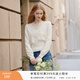 香影法式v領(lǐng)蕾絲針織衫女2026春季新款修身短款溫柔風(fēng)淡粉色毛衣 鷺白 L 165/88A/110-125斤