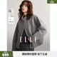 ELLE【100%綿羊毛】短款立領(lǐng)雙面呢大衣女2025冬季新款毛呢外套 淺灰 S