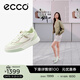 愛(ài)步（ECCO）平底鞋女 倪妮同款牛皮板鞋系帶休閑運動(dòng)鞋 街頭272803 白色/抹茶綠/水泥灰27280361198 38
