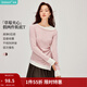 茵曼（INMAN）假兩件拼接撞色圓領(lǐng)磨毛T恤2026春季女裝新款顯瘦長(cháng)袖上衣 粉紅色 L